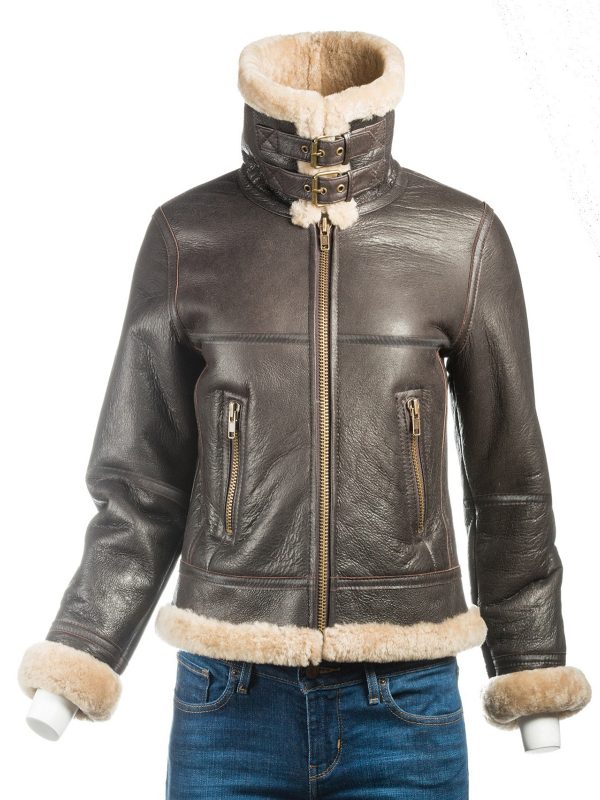 B3 Bomber Sheepskin Women Real Shearling Fur Leather Jacket 4