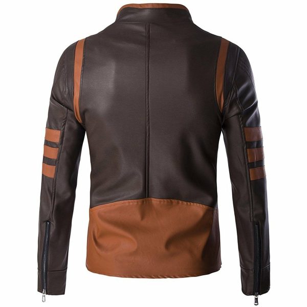 Xmen wolverine Biker vintage cafe racer Brown leather jacket 2