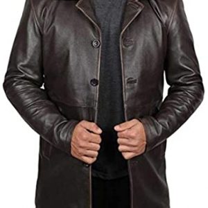 Winchester Distressed Brown Leather Men's Rust Coat