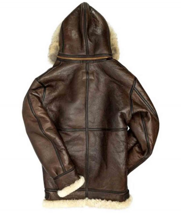 Men’s B3 Shearling Leather Jacket with Hoodie